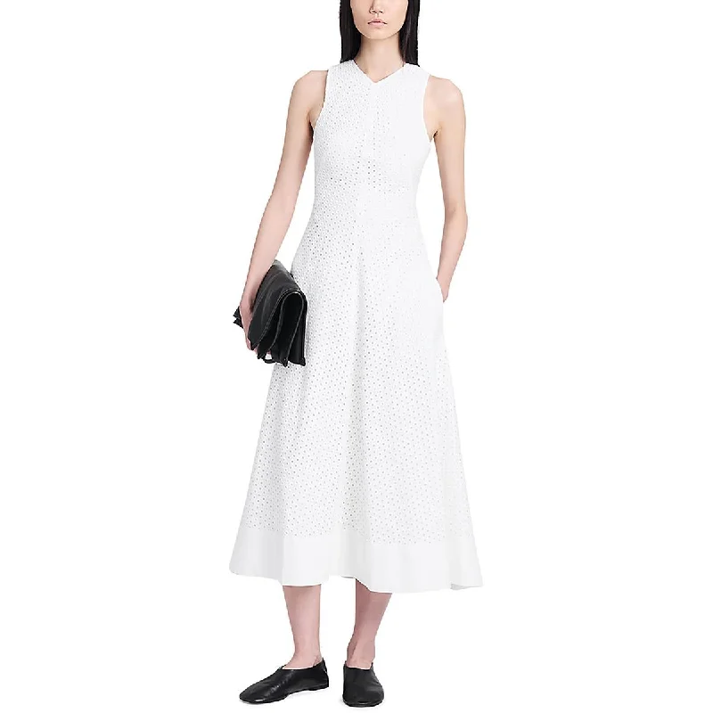 Proenza Schouler Womens Eyelet Sleeveless Midi Dress