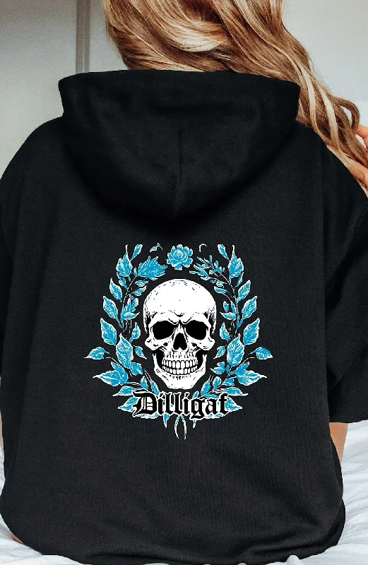 Blue Vine Skull Pullover Hoodie