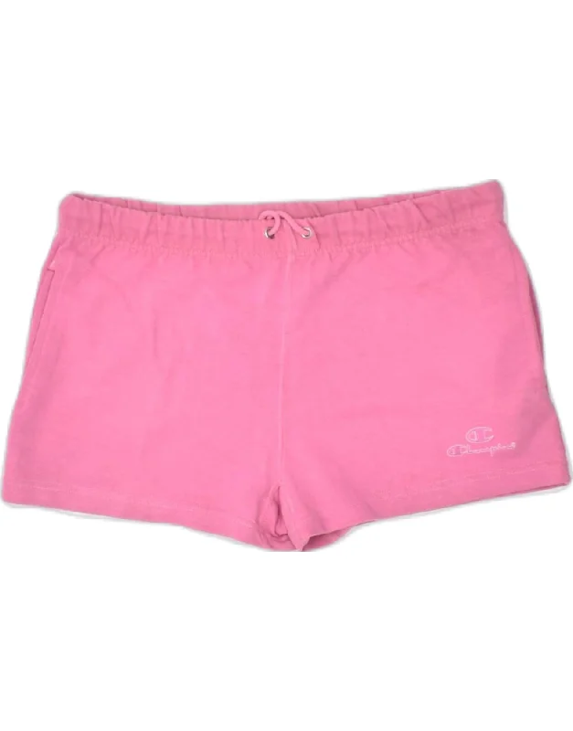 CHAMPION Womens Sport Shorts UK 14 Large Pink Cotton