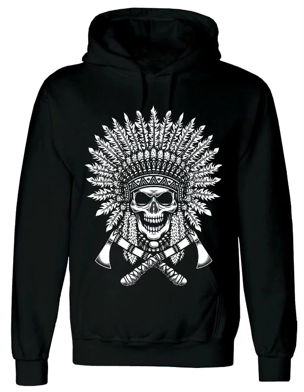 TRIBAL NATIVE AMERICAN TATTOO - MEN'S BLACK HOODY