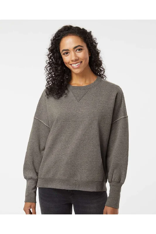 MV Sport Womens Sueded Fleece Crewneck Sweatshirt - Charcoal Grey