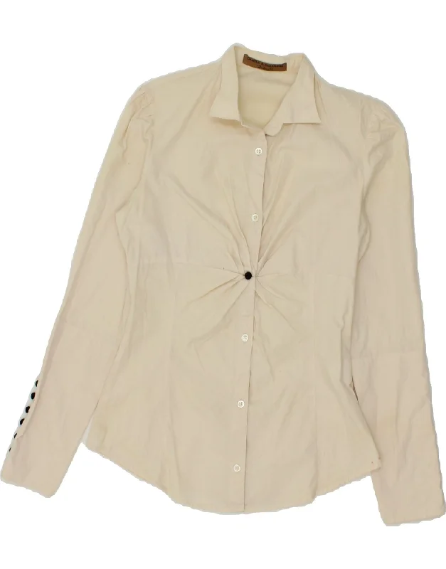 DANIELE ALESSANDRINI Womens Shirt IT 44 Medium Beige Cotton