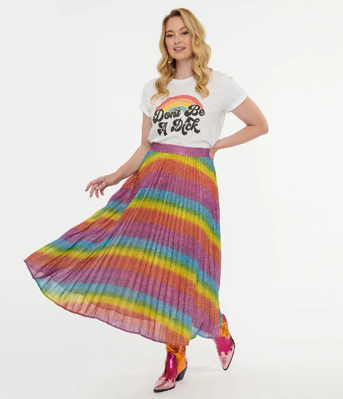 Metallic Rainbow Always Stand Out Midi Skirt