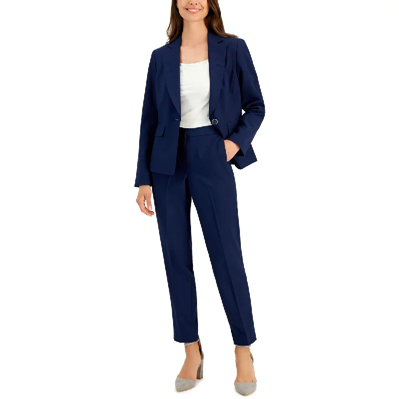 Le Suit Womens Petites Knit Long Sleeves One-Button Blazer