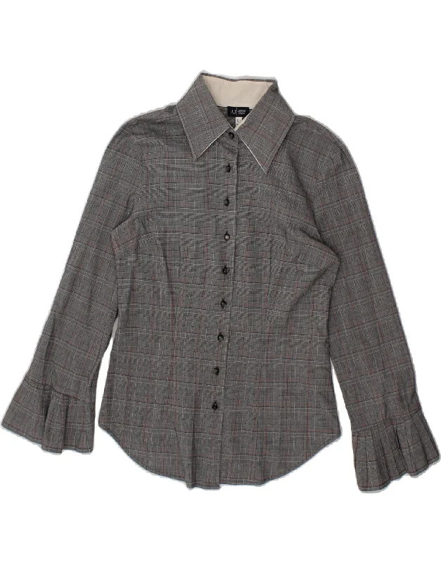 ARMANI JEANS Womens Shirt UK 10 Small  Grey Check Cotton