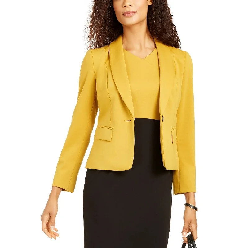 Kasper Women's Shaw-Collar One-Button Blazer Dark Yellow Size 14