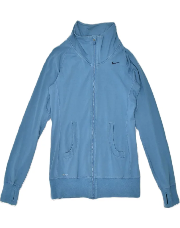 NIKE Womens Tracksuit Top Jacket Small Blue Cotton