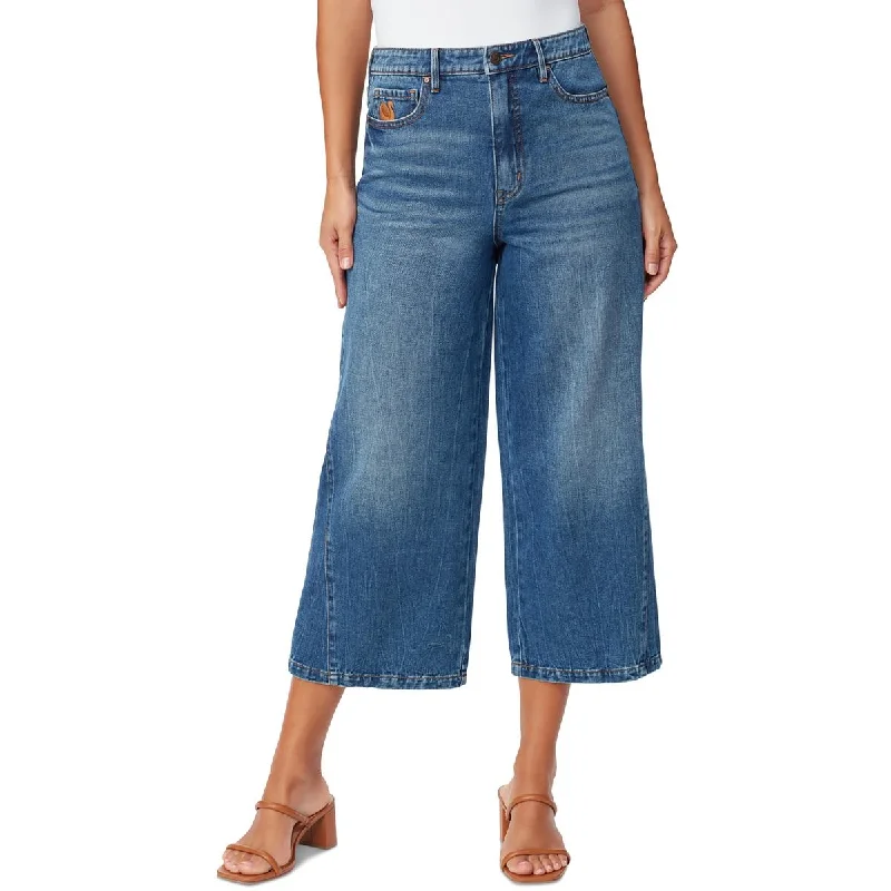 Gloria Vanderbilt Womens Rori Crop High Rise Wide Leg Jeans