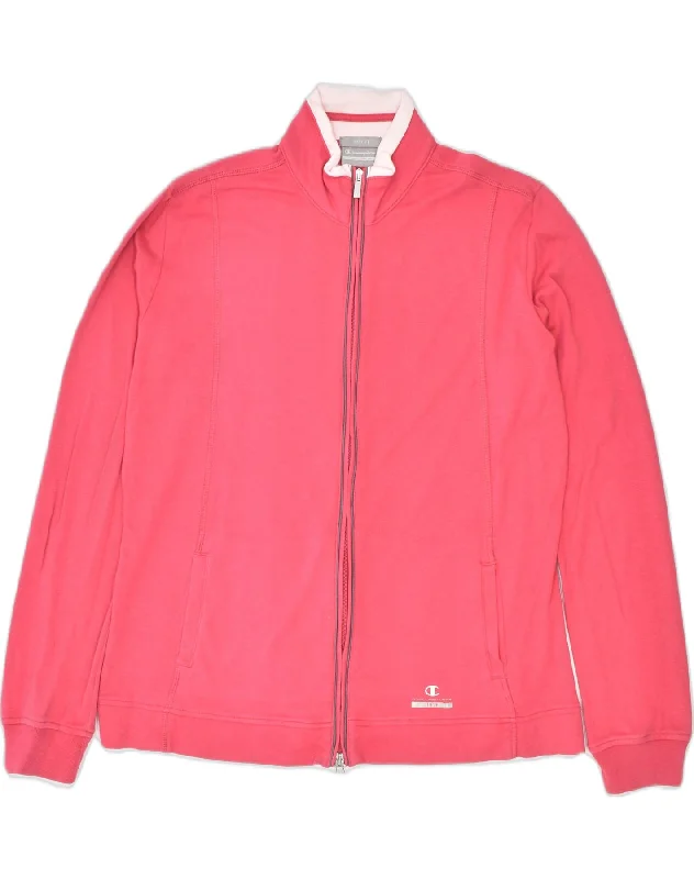 CHAMPION Womens Tracksuit Top Jacket XL Pink Cotton Sports