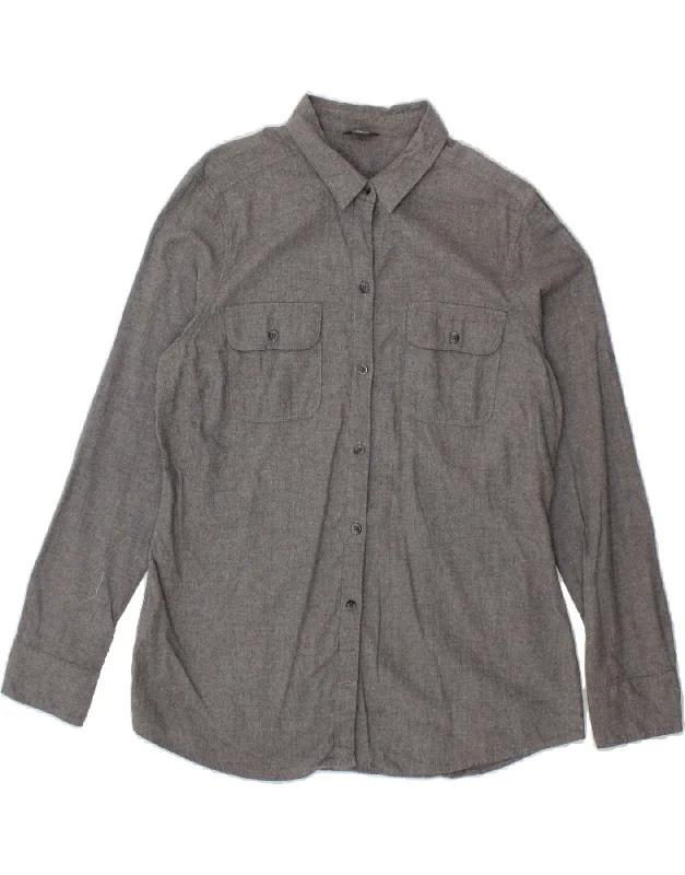 EDDIE BAUER Womens Shirt UK 14 Large Grey Cotton