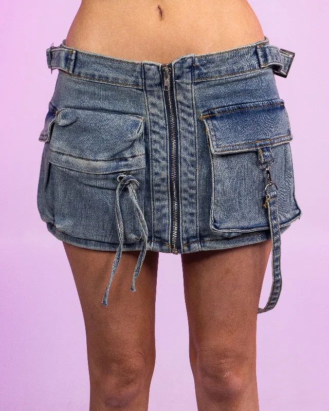 Blue Wash Denim Micro Skirt