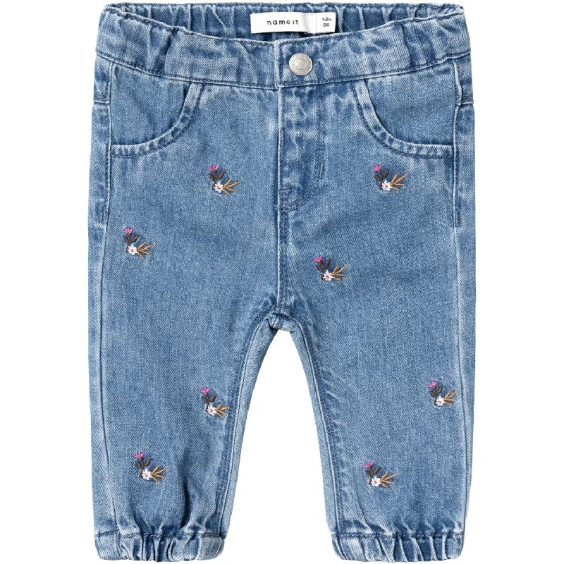 Name It Medium Blue Denim Rose Shaped Embellished Jeans