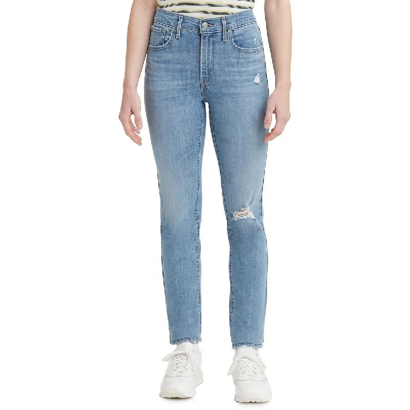 Levi's Womens 724 High Rise Distressed Straight Leg Jeans