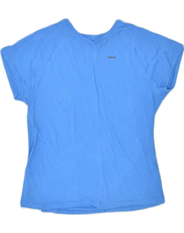 REEBOK Womens Slim Fit T-Shirt Top UK 18 XL Blue Polyester