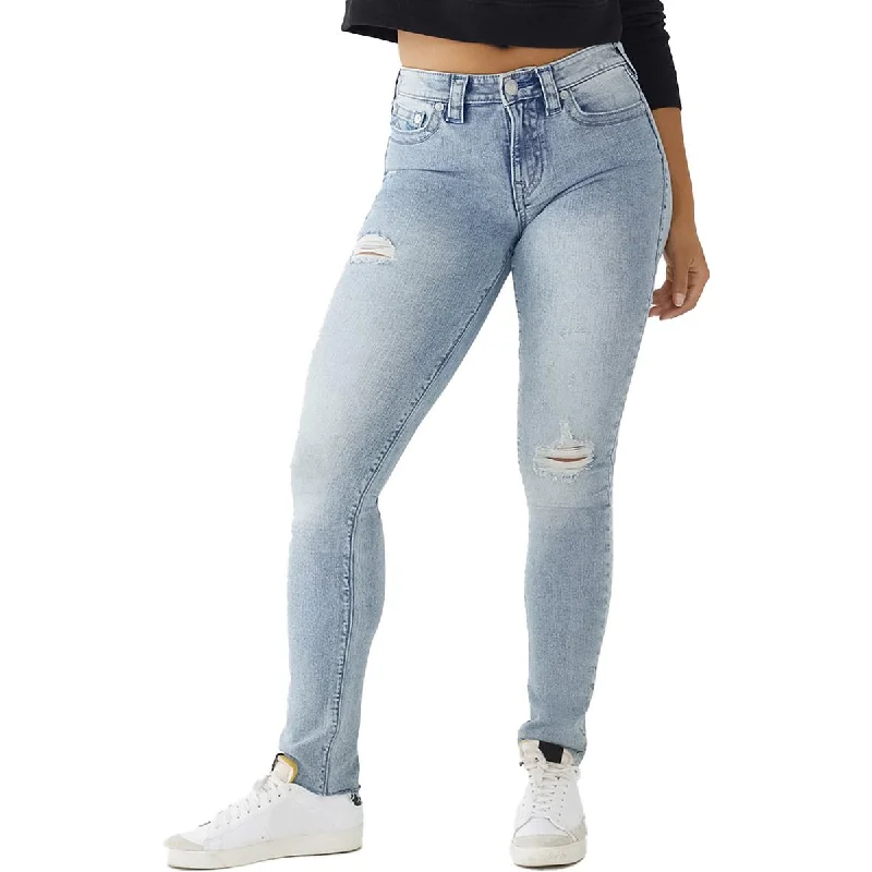 True Religion Womens Stella Mid-Rise Destroyed Skinny Jeans