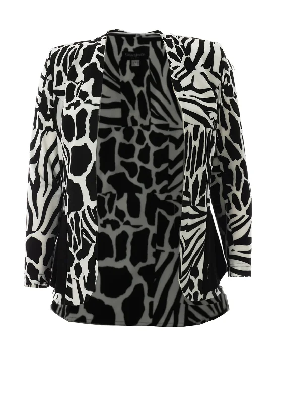 Georgedé Animal Print Jacket, Black & White