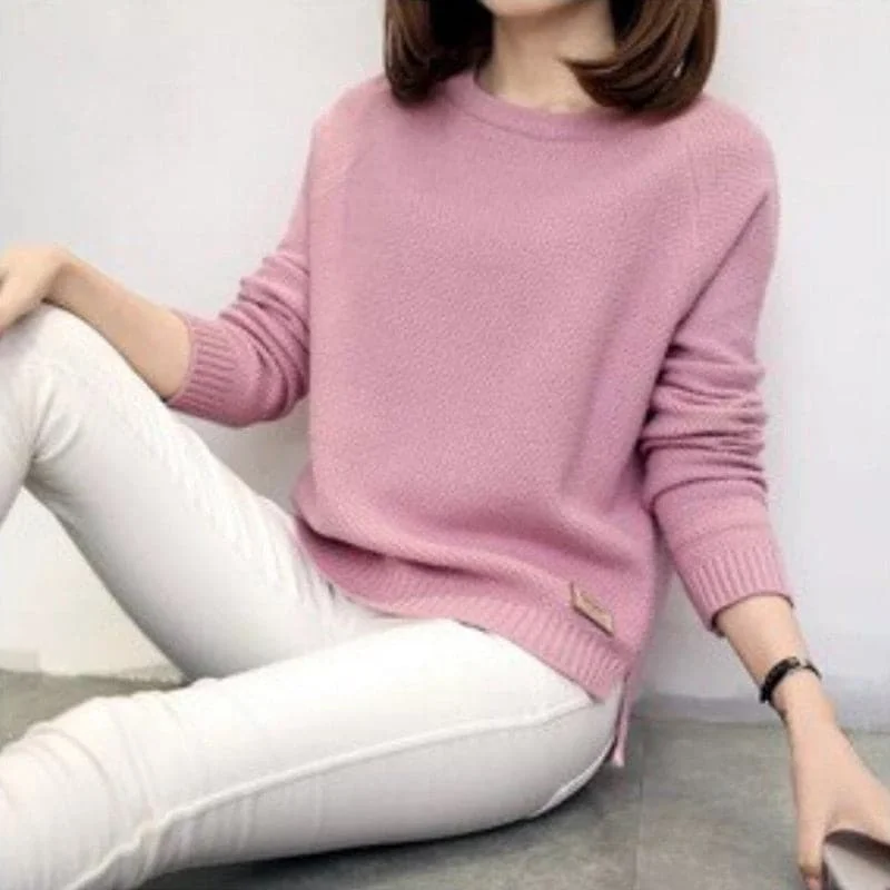 DressBetty - Women Long Sleeve Top Knitted Shirt Blouse Sweatshirt Loose Solid Jumper