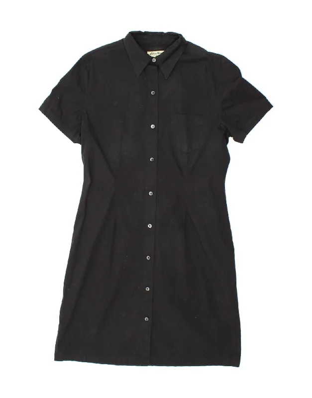 EDDIE BAUER Womens Shirt Dress UK 16 Large Black Cotton