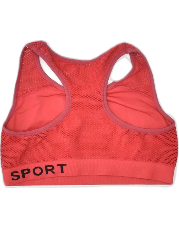 DKNY Womens Sport Bra Top UK 12 Medium Red Nylon