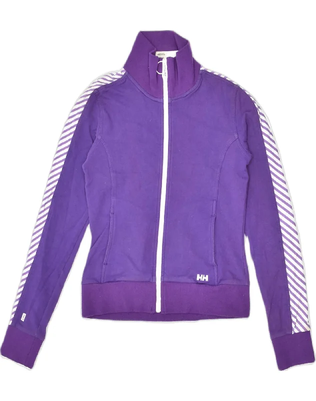 HELLY HANSEN Womens Tracksuit Top Jacket UK 6 XS Purple Cotton