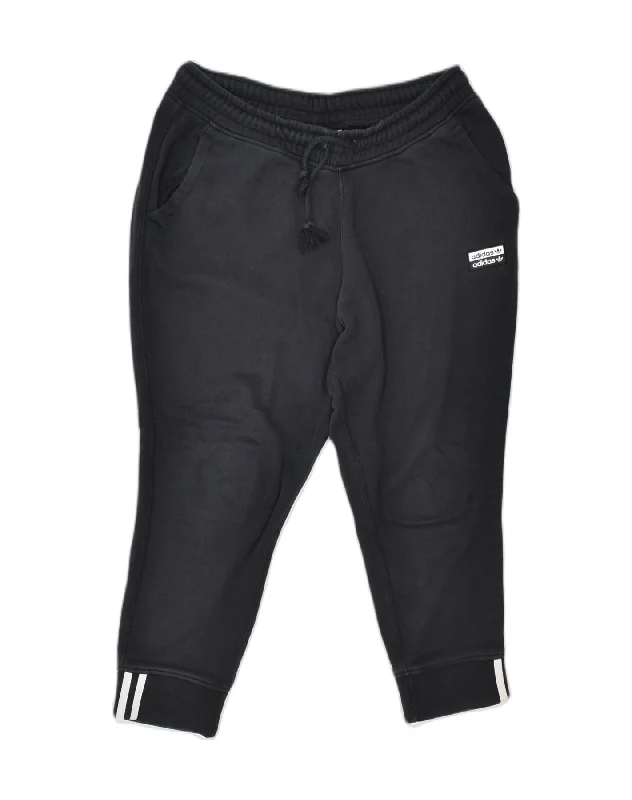 ADIDAS Womens Tracksuit Trousers Joggers UK 14 Medium Black Cotton Sports