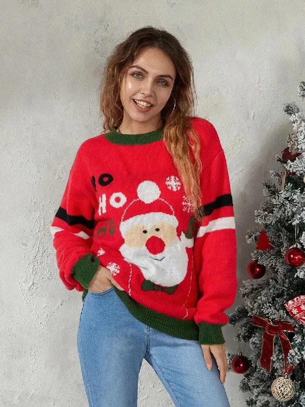 Santa Jacquard Patchwork Christmas Sweater