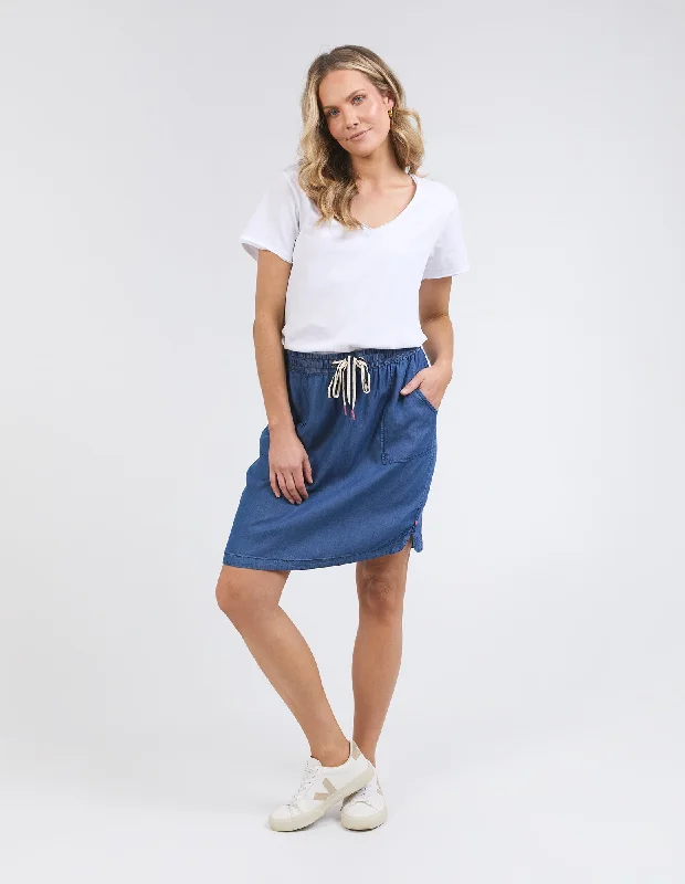 Elm Emmy Chambray Skirt Dark Blue Wash