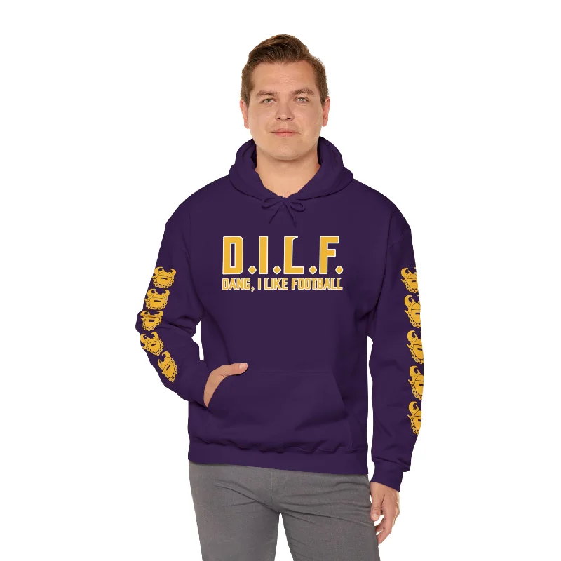 Unisex Heavy Blend™ Hooded Sweatshirt - D.I.L.F. + Game Day Helmet (Sleeves)