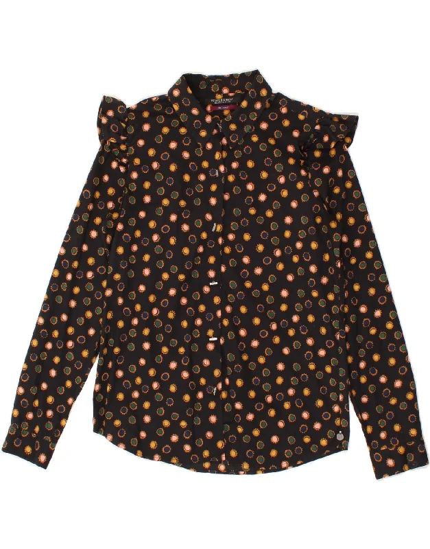 SCOTCH & SODA Womens Shirt Blouse UK 10 Small Black Polka Dot