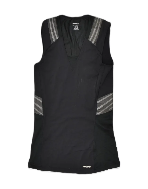 REEBOK Womens Vest Top UK 8 Small Black Polyester