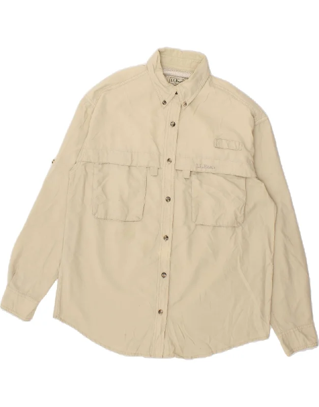 L.L.BEAN Womens Shirt UK 16 Large Beige