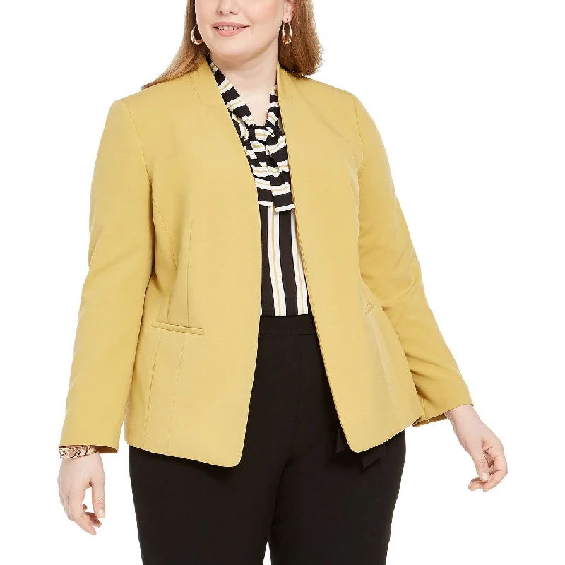 Bar III Women's Trendy Plus Size Open-Front Blazer Brown Size Extra Large