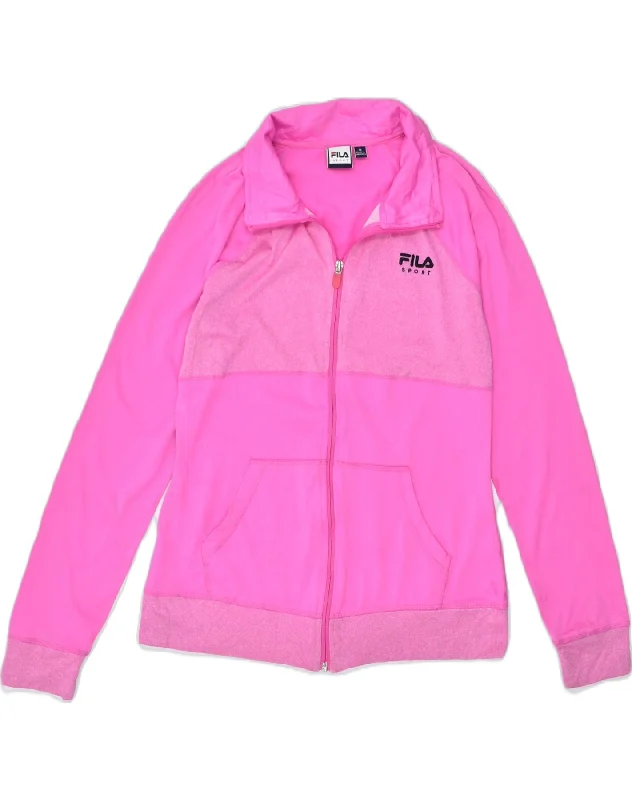 FILA Womens Tracksuit Top Jacket UK 14 Medium Pink Polyester Sports