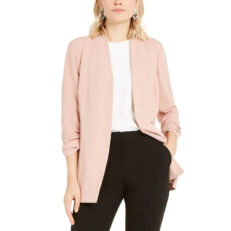 Alfani Women's Ruched Sleeve Open Front Blazer Dark Pink Size Small