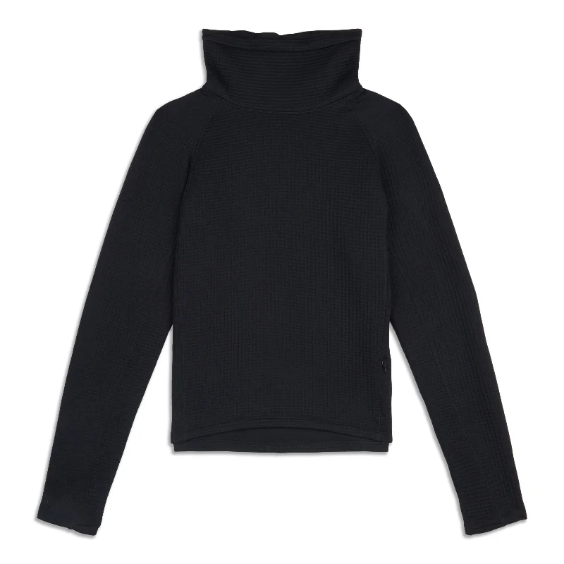 Waffle-Knit Funnel-Neck Long-Sleeve Shirt - Resale