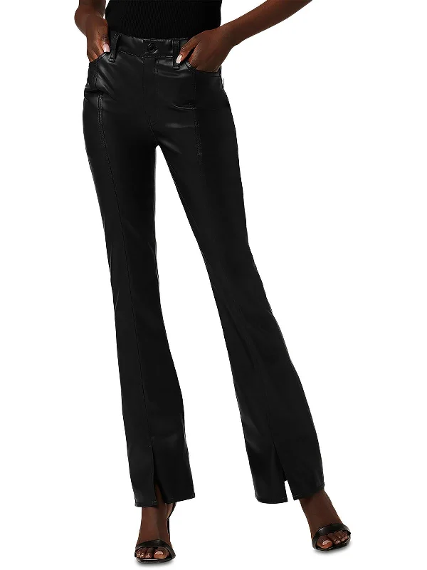 BARBARA Womens Faux Leather High Waist Bootcut Pants