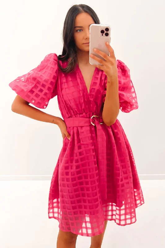 Cindie Midi Dress Hot Pink