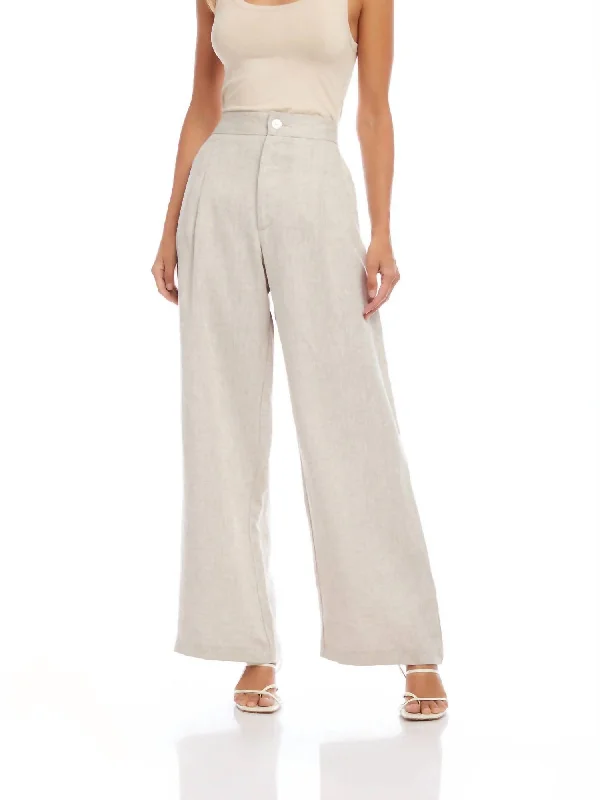 High Waist Linen Pants In Oatmeal