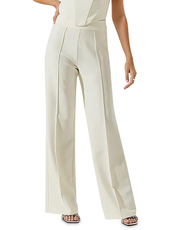 Madison Womens High Rise Wide Leg Straight Leg Pants