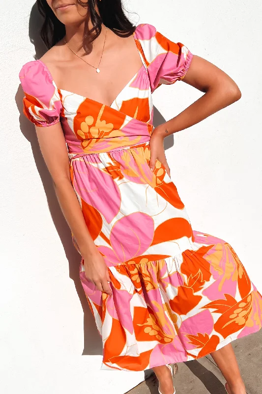 Sarann Midi Dress Orange Multi