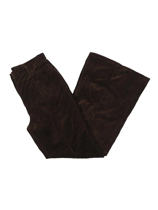 Womens Corduroy High Rise Straight Leg Pants