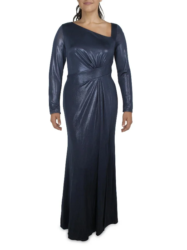 Womens Metallic Long Evening Dress